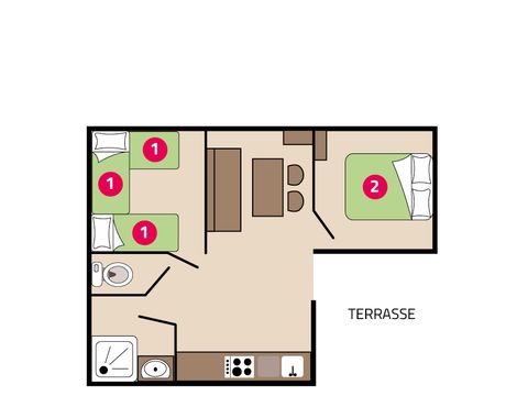 MOBILHOME 5 personnes - Loggia 5 personnes (4 adultes + 1 enfant)