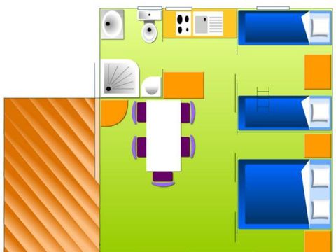 CHALET 5 personnes - CONFORT MOREA 25m² 2 chambres - Terrasse couverte