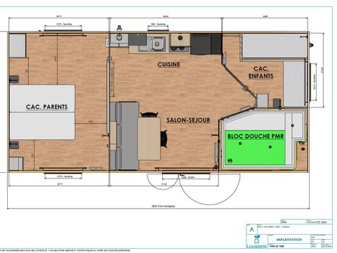 MOBILHOME 4 personnes - Premium PMR 30 m² - 2 chambres - terrasse semi couverte - TV + CLIM + draps + serviettes