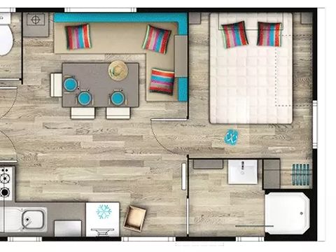 Mobilhome 6 personnes - Mobil Home Confort Plus 4 Pièces 6 Personnes + TV
