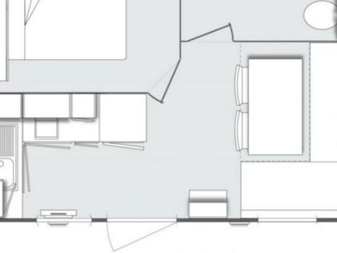 MOBILHOME 2 personnes - Mobil-home Premium 19m² (1 chambre) + Lave-vaisselle + Terrasse semi-couverte 11m²