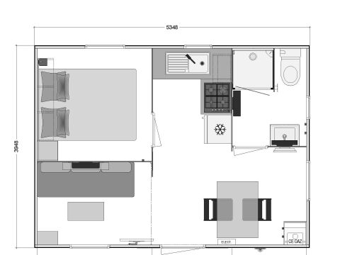 MOBILHOME 2 personnes - Mobil-home Premium 19m² (1 chambre) + Lave-vaisselle + Terrasse semi-couverte 11m²