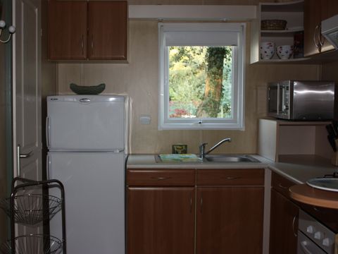 CHALET 6 personnes - Chalet Premium 46m² (3 chambres) + Climatisation + Lave-vaisselle + Terrasse couverte