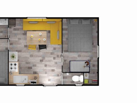 MOBILHOME 4 personnes - Mobil-home Confort 27.5m² (2 chambres) + terrasse bois semi-couverte 11m²