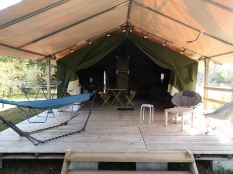 Tente en toile et en bois 5 personnes - Tente Lodge 3 Pièces 5 personnes Sans Sanitaires