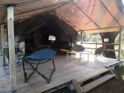 Tente en toile et en bois 5 personnes - Tente Lodge 3 Pièces 5 personnes Sans Sanitaires