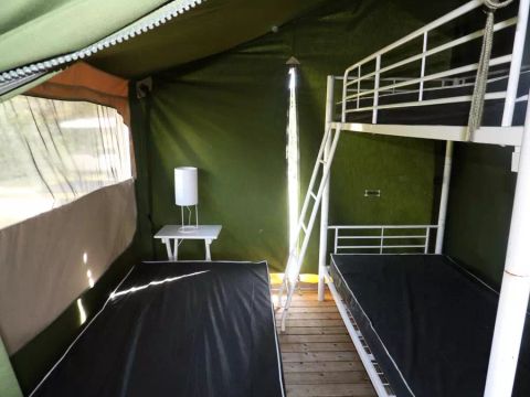 Tente en toile et en bois 5 personnes - Tente Lodge 3 Pièces 5 personnes Sans Sanitaires