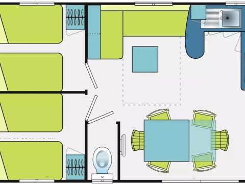 MOBILHOME 8 personnes - Mobil-Home Premium 4 Pièces 6/8 Personnes Côté Etang + TV