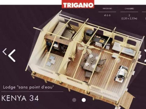 TENTE TOILE ET BOIS 4 personnes - Tente Lodge Kenya 3 Pièces 4 Personnes Sans Sanitaire