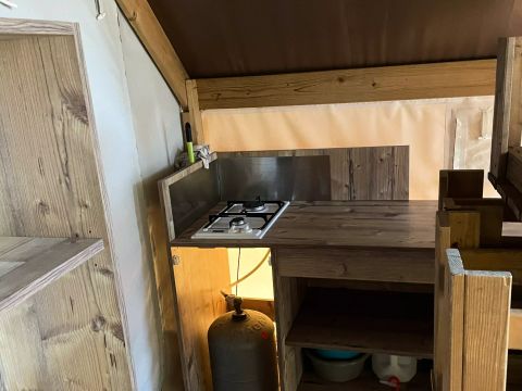Tente en toile et en bois 5 personnes - Tente Eco Lodge 3 Pièces 5 Personnes Sans Sanitaire