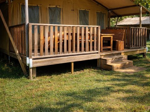 Tente en toile et en bois 6 personnes - Tente Safari 6 places climatisé 6 pers