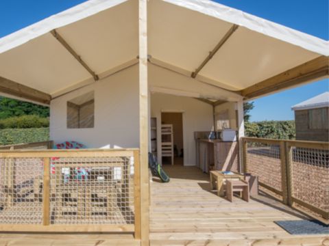 Tente en toile et en bois 5 personnes - Lodge 2 chambres sans salle de bain