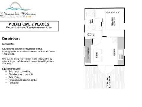 MOBILHOME 2 personnes - TERRASSE CLIM TV