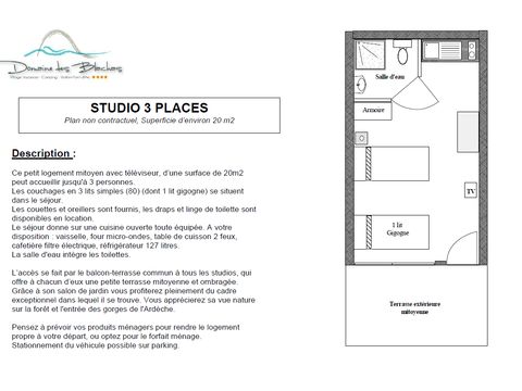 STUDIO 3 personnes - BALCON TV