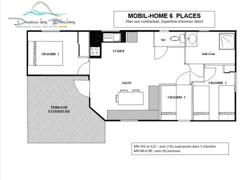 MOBILHOME 6 personnes - 6 avec terrasse + Climatisation + TV - 36m²