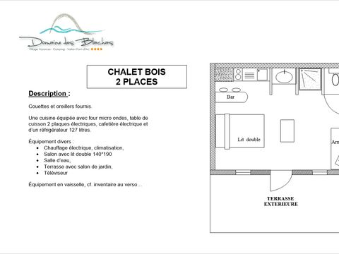 Chalet 2 personnes - Bois avec terrasse + climatisation +TV 20m2