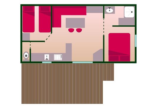 MOBILHOME 4 personnes - Cottage EVASION "Vue lac" (terrasse couverte) Nouveauté 2024