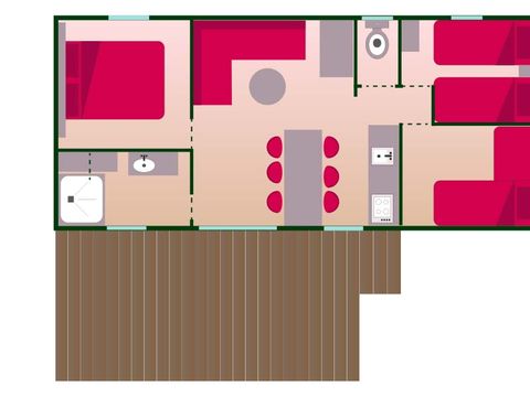 MOBILHOME 4 personnes - Cottage FAMILY "VUE LAC" (terrasse couverte) nouveauté 2023