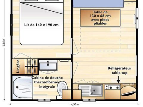 MOBILHOME 2 personnes - Mobil home Standard 21m² 1 chambre + terrasse 12m² semi-couverte (9m²) 2 pers