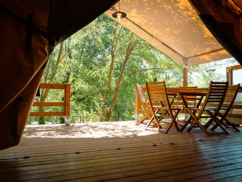 Tente en toile et en bois 5 personnes - Tente Lodge Victoria 2ch 5pers