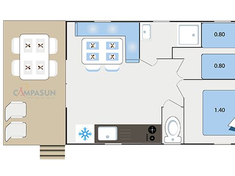 MOBILHOME 4 personnes - Méditerranée - 24m² - 2 chambres