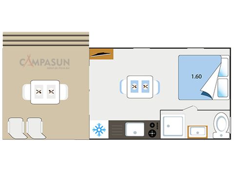 MOBILHOME 2 personnes - Mobil home Key westotel - 20m² - 1 Chambre