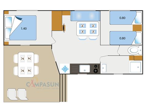 MOBILHOME 4 personnes - Mobil home Caraïbe - 24m² - 2 Chambres