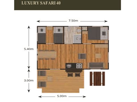 TENTE TOILE ET BOIS 5 personnes - LUXURY SAFARI LODGE