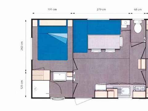 MOBILHOME 2 personnes - (2 personnes incluses - 4 personnes supplémentaires possibles avec supplément, veuillez contacter le camping)