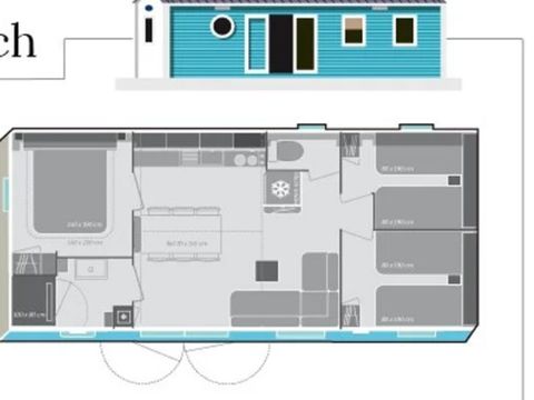 MOBILHOME 6 personnes - Comfort | 3 Ch. | 6 Pers. | Terrasse surélevée | Clim.