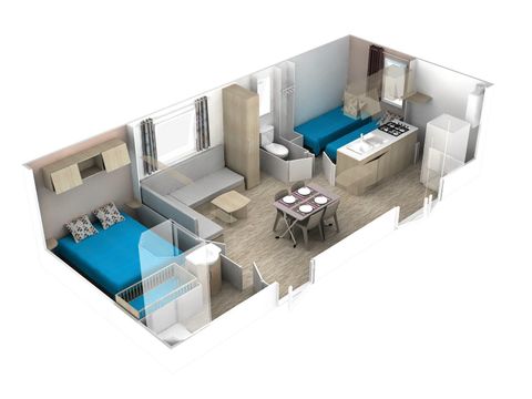 MOBILHOME 6 personnes - Premium | 2 Ch. | 4/6 Pers. | Terrasse Lounge | Clim.
