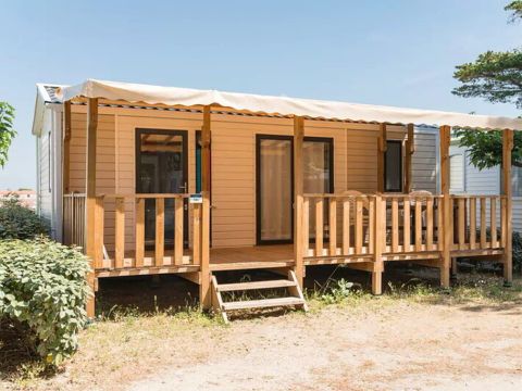 BUNGALOW 5 personnes - Mobil-home | Comfort | 3 Ch. | 5 Pers. | Terrasse surélevée | Clim. | TV