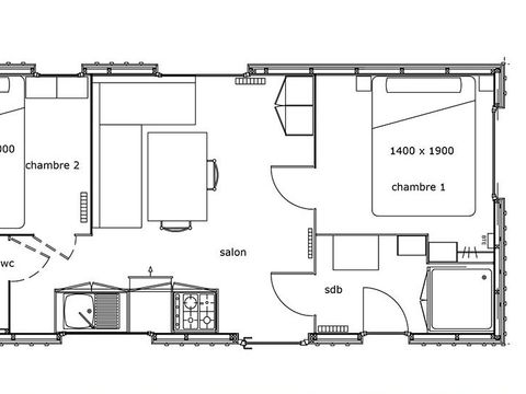MOBILHOME 4 personnes - 2 CHAMBRES BOIS