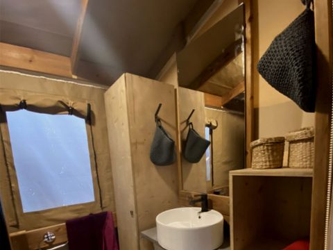 Tente en toile et en bois 5 personnes - Tente Lodge 32 m2 2 ch 4/5 pers