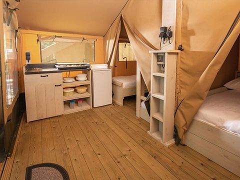 Tente en toile et en bois 5 personnes - Super Lodge | 2 Ch. | 4/5 Pers. | Sans SDB
