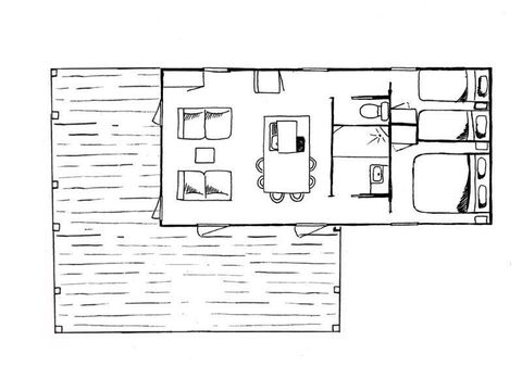 MOBILHOME 4 personnes - Premium 40m² 2 chambres + CLIM + TV + terrasse panoramique + draps + serviettes