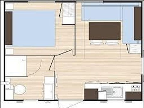 MOBILHOME 2 personnes - Confort 18m² 1 chambre + terrasse semi-couverte