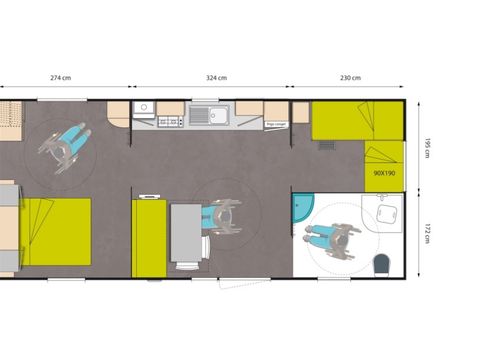 MOBILHOME 6 personnes -  32m² 2 chambres + terrasse - adapté aux personnes à mobilité réduite