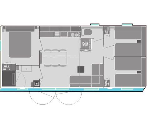 Mobilhome 6 personnes - Loisir+ 6 personnes 3 chambres 32m²