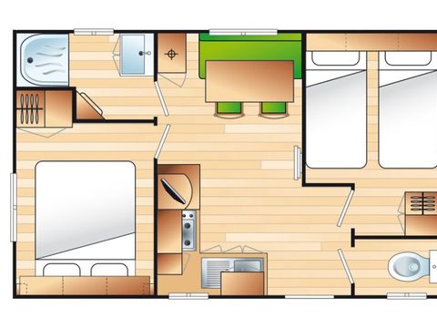 Mobilhome 4 personnes - Cocoon+ - 2 chambres - 23m²