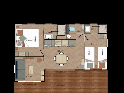 MOBILHOME 6 personnes - COTTAGE PREMIUM 3 CHAMBRES