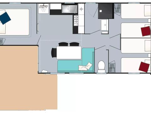 MOBILHOME 6 personnes - 4 Pièces 6 Personnes Climatisé + TV