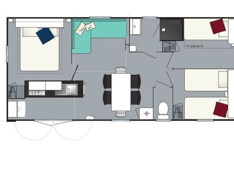 Mobilhome 8 personnes - Loisir+ 8 personnes 3 chambres 34m²