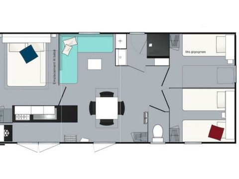 Mobilhome 8 personnes - Loisir+ 8 personnes 3 chambres 34m²