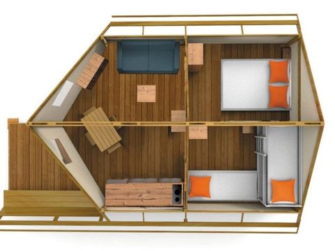 Bungalow toilé 5 personnes - Bungalow toilé Junior 5 personnes 2 chambres 21m² - sans sanitaires