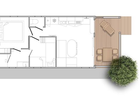 MOBILHOME 4 personnes - Mahana 4 personnes 2 chambres 28m²