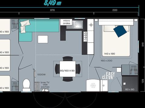 MOBILHOME 6 personnes - 3 chambres, LUXE, 34m2 catégorie 4