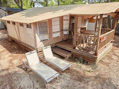 TENTE TOILE ET BOIS 5 personnes - Tente Safari | 2 Ch. | 4/5 Pers. | Clim.