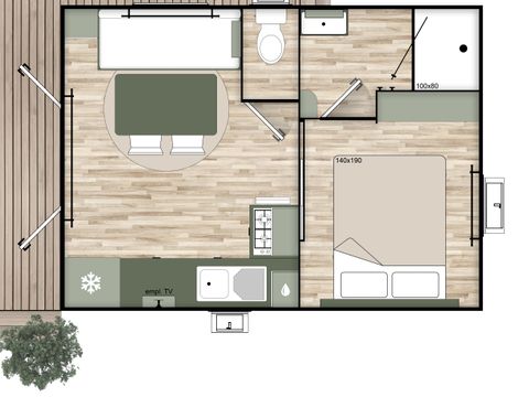 MOBILHOME 2 personnes - SUITE PRIVILEGE - Vue Partielle Réserve -