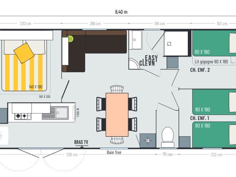 Mobilhome 6/8 personnes - Riviera - 3 chambres